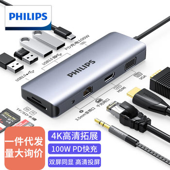 Philips Type-C Docking Station USB-C to HDMI Thunderbolt 3/4 Expansion Dock Network Cable Port Adapter Splitter