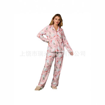 2025 Amazon Independent Station European and American Cross-Border Women's Clothing Christmas Santa Claus Long Sleeve Pants Pajamas Set