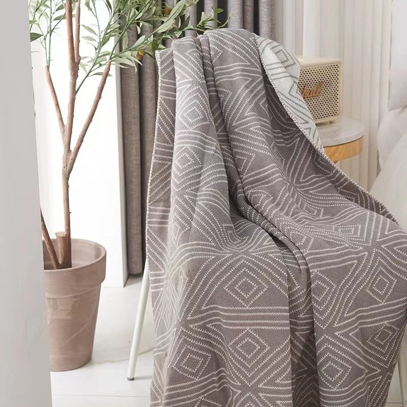 Nordic ins Style Black and White Knitted Casual Wool Blanket Air Conditioner Quilt Winter Nap Sofa Blanket Single Blanket