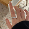 Light Luxury High-end Sense Three-sided Zircon Diamond Ring Women's Niche Unique Exquisite Fashion Commuter All-match Ring Ring