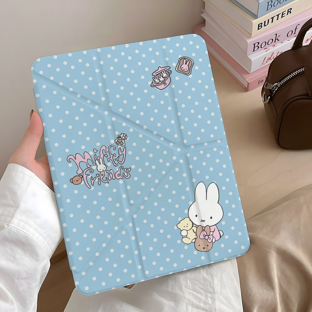 Blue Background Miffy Rabbit Ipada16 Tablet 10/9/8 Generation Air6/5 Protective Case Pro 11inch Mini7 Protective Case 5