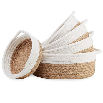 Cute Round Five-piece Cotton Rope Storage Basket Cotton Rope Braided Storage Basket small size Storage Household Storage Basket Home