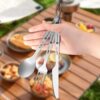 Outdoor Pure Titanium Spoon Camping Titanium Spoon Camping Portable Titanium Metal Tableware Steak Knife and Fork Spoon Spoon suit
