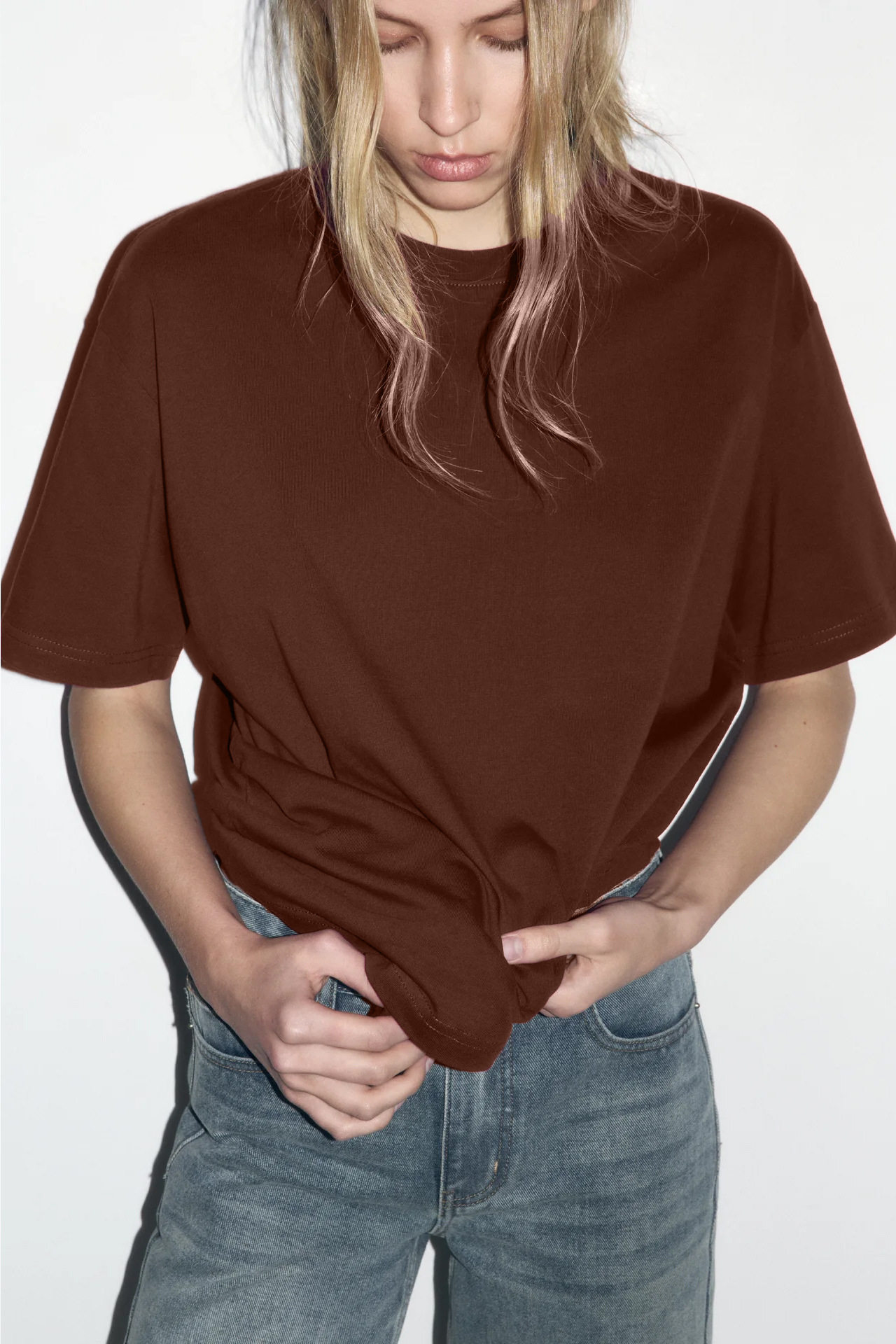 Womens 100 Cotton Solid Color T Shirt Round Neck Short Sleeve Versatile Style Spring Summer Collection Wholesale
