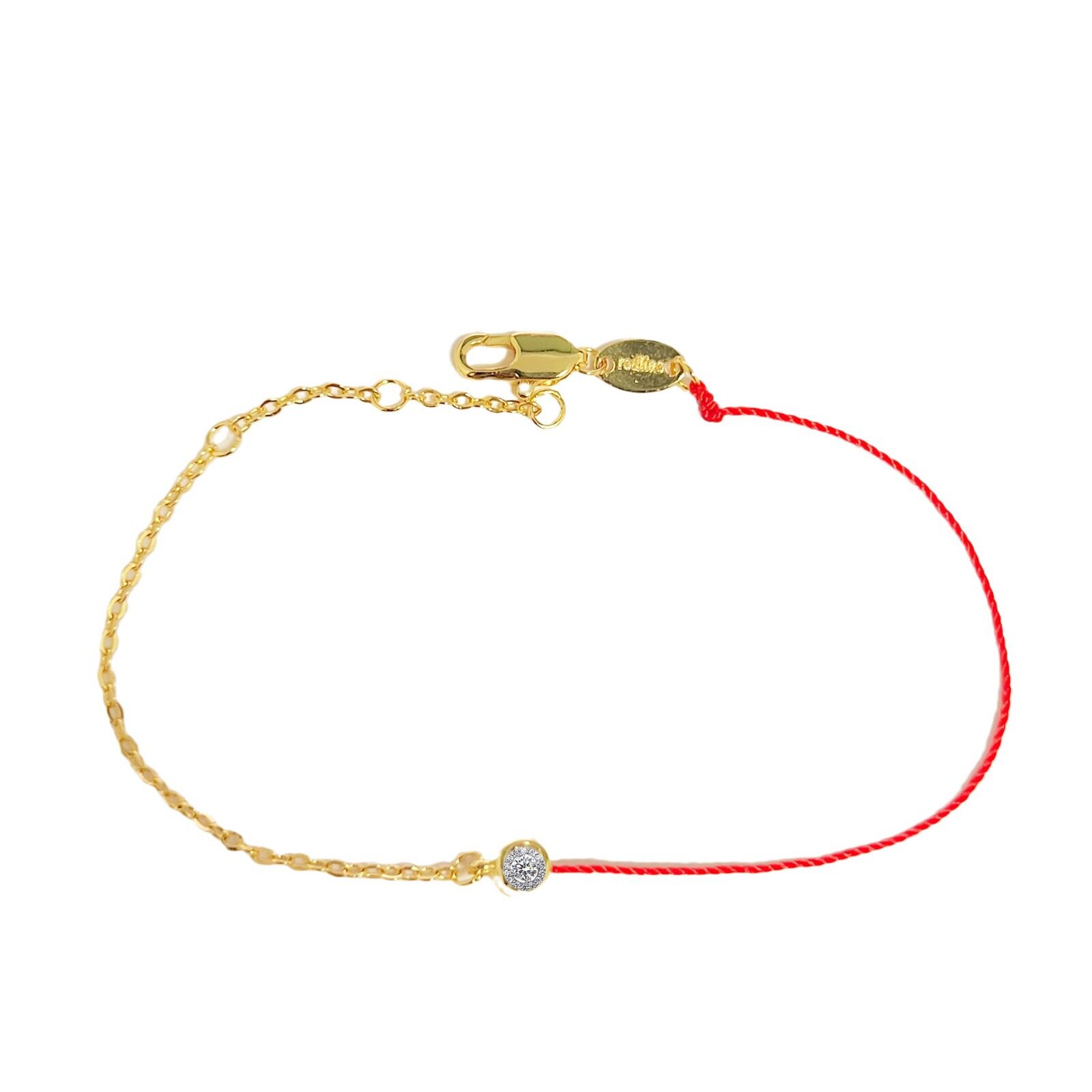 23 French red rope same style 18K gold birth year single diamond small red rope half rope half chain bracelet girlfriends gift