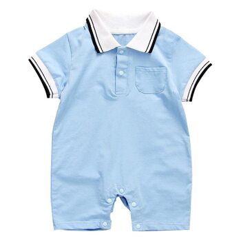 Summer Newborn Baby Hare Cotton 3-6-9 Months Baby Summer Dress 0-1 Years Old Short Sleeve Climbing Wear Lapel Jumpsuit