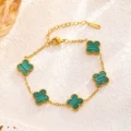 7726 four leaf clover bracelet green