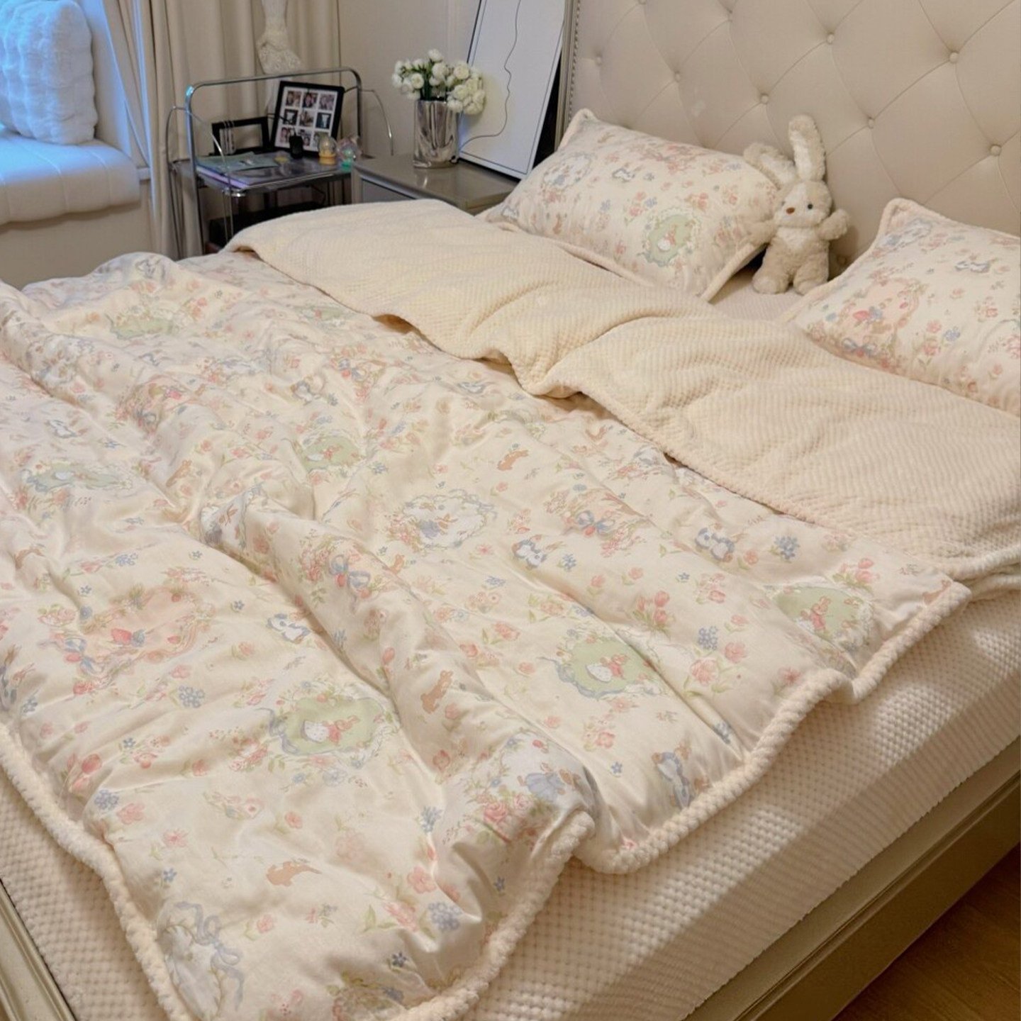 Autumn and Winter Cotton Fleece-Lined Four-Piece Set, Class a Maternal and Infant Grade Pure Cotton Double-Layer Yarn Waffle Velvet Milk Velvet Warm Three-Piece Set