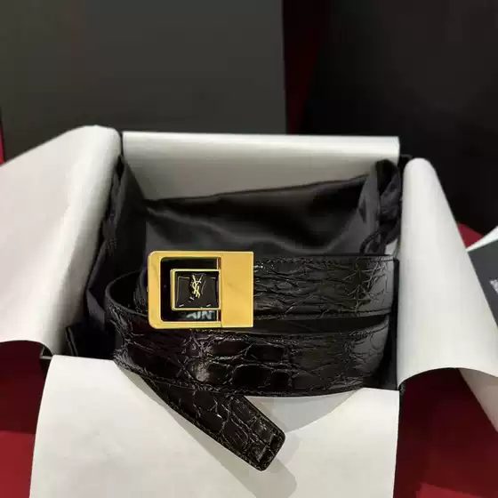 Factory Direct Sale High-End Ysl Popular Belt, Genuine Leather Versatile Belt for Jeans and Suits, Fashionable Crocodile Pattern