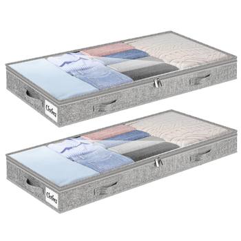 Amazon Under-Bed Storage Drawer Lightweight Under-Bed Clothing Storage Container Box with Transparent Lid Under-Bed Storage Box