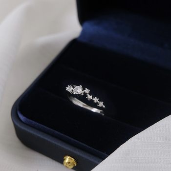 2024 Small Fresh Star Earth Ring Women's Japanese and Korean-style Micro-inlaid Open Food Ring Niche Design Ins Ring