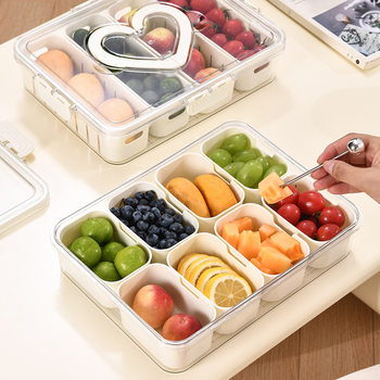 Food-Grade Eight-Compartment Refrigerator Square Preservation Box Portable Spice Seasoning Storage Box Divided Bento Box