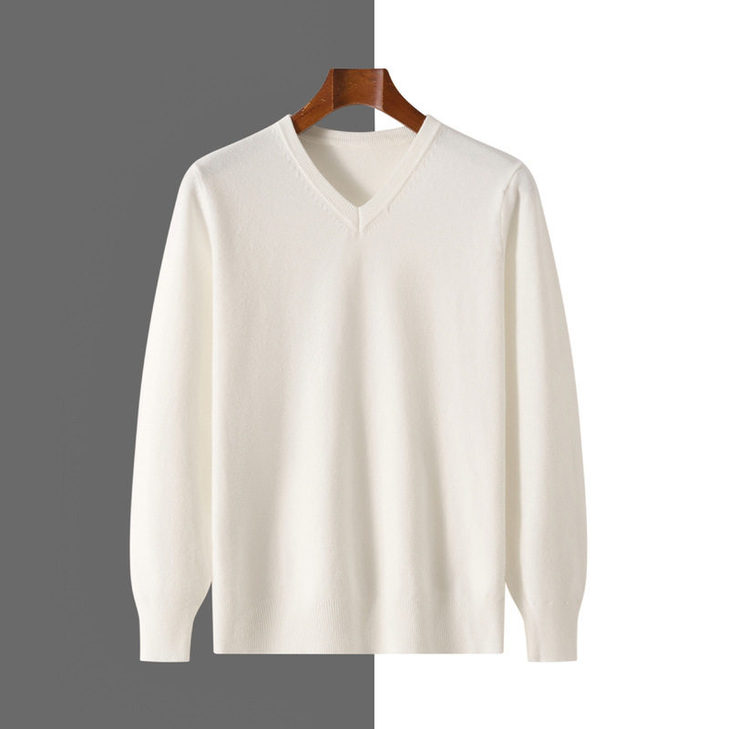 男士羊绒衫v领打底毛衣秋冬套头商务休闲内搭打底针织衫上衣