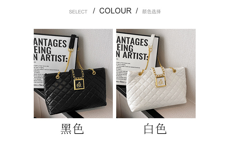 New Summer Live Broadcast Popular One-Shoulder Quilted Chain Large Capacity Simple Fashion Women's Bag 3 O1CN01fQ2huC1Lhe4w0QR6y !!2214150501331 0 cib