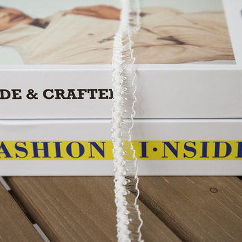 2cm wide black and white nylon Crown fish ribbon toy clothing decoration elastic fish silk lace accessories