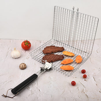 Stainless Steel Barbecue Grill Outdoor Meat and Fish Grill Vegetable Skewer Barbecue Skewer Oil Brush Barbecue Grill Set