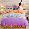 Winter Milk Velvet Bed Skirt Four-piece Set Thickened Double-sided Flannel Plush Bed Sheet Quilt Cover Coral Velvet Bed Winter