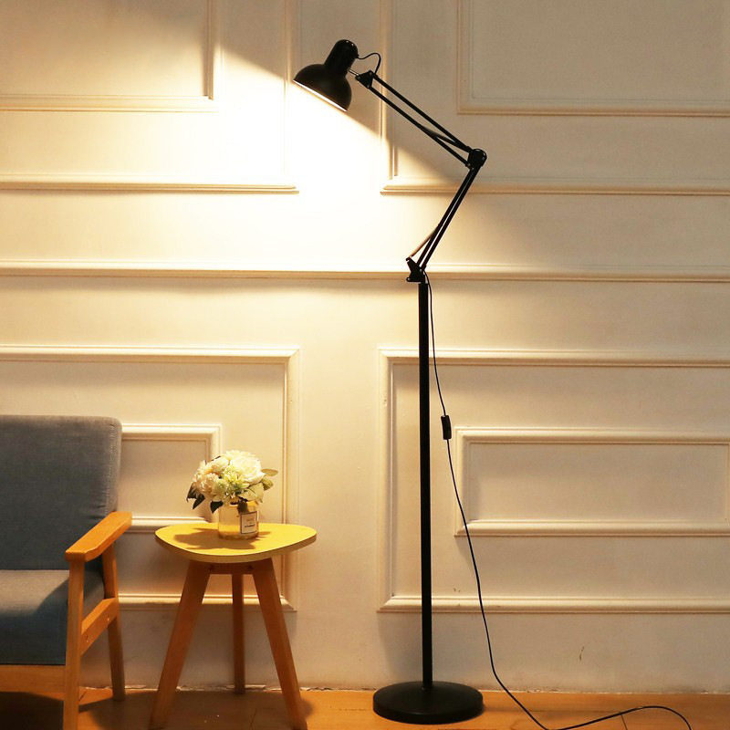 9W light bulb,Long arm folding floor lamp LED fishing lamp Nordic living room bedroom study vertical table lamp minimalist