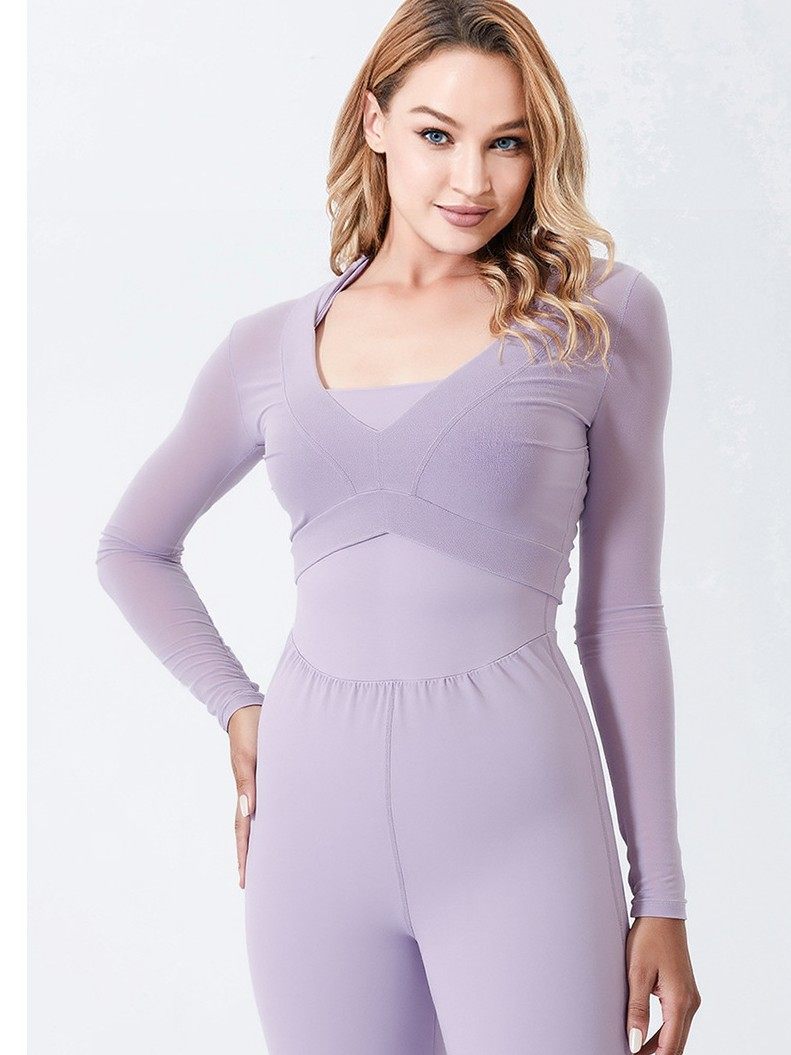 Autumn and Winter Yoga Clothes for Women, Tight-Fitting Nude Jumpsuits, Halterneck Two-Wear Sports Fitness Running Jumpsuits, Straight Pants Suits