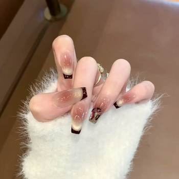 Aristocratic breath pure hand-worn nail art new pop flash patch high sense cat's eye pure false nail patch