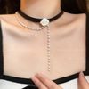 Pure Lust Black Leather Rope Choker Sexy Necklace Women's Niche Elegant Neck Accessories Clavicle Chain Necklace