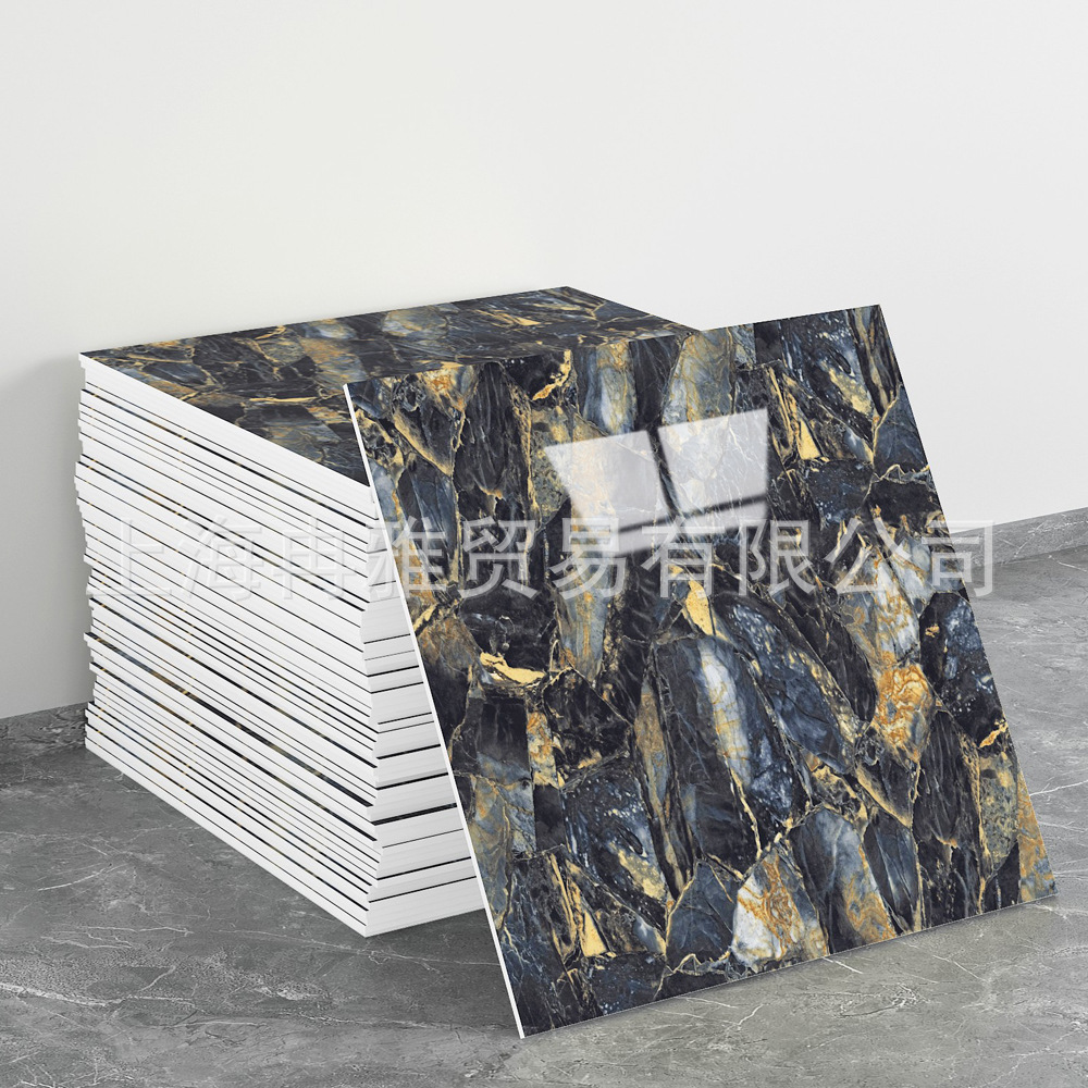 跨境外贸仿大理石鎏金3d墙面翻新装饰贴纸防油防水墙纸自粘瓷砖贴