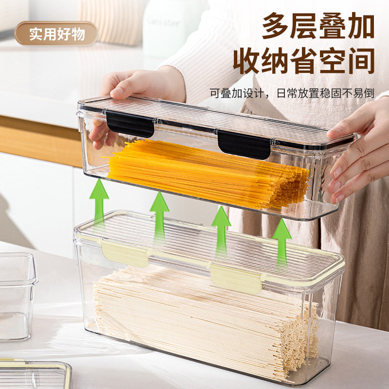 PET Transparent Large-capacity Sealed Box Kitchen Storage and Finishing Cereal Spaghetti Jar Refrigerator Storage Noodle Preservation Box