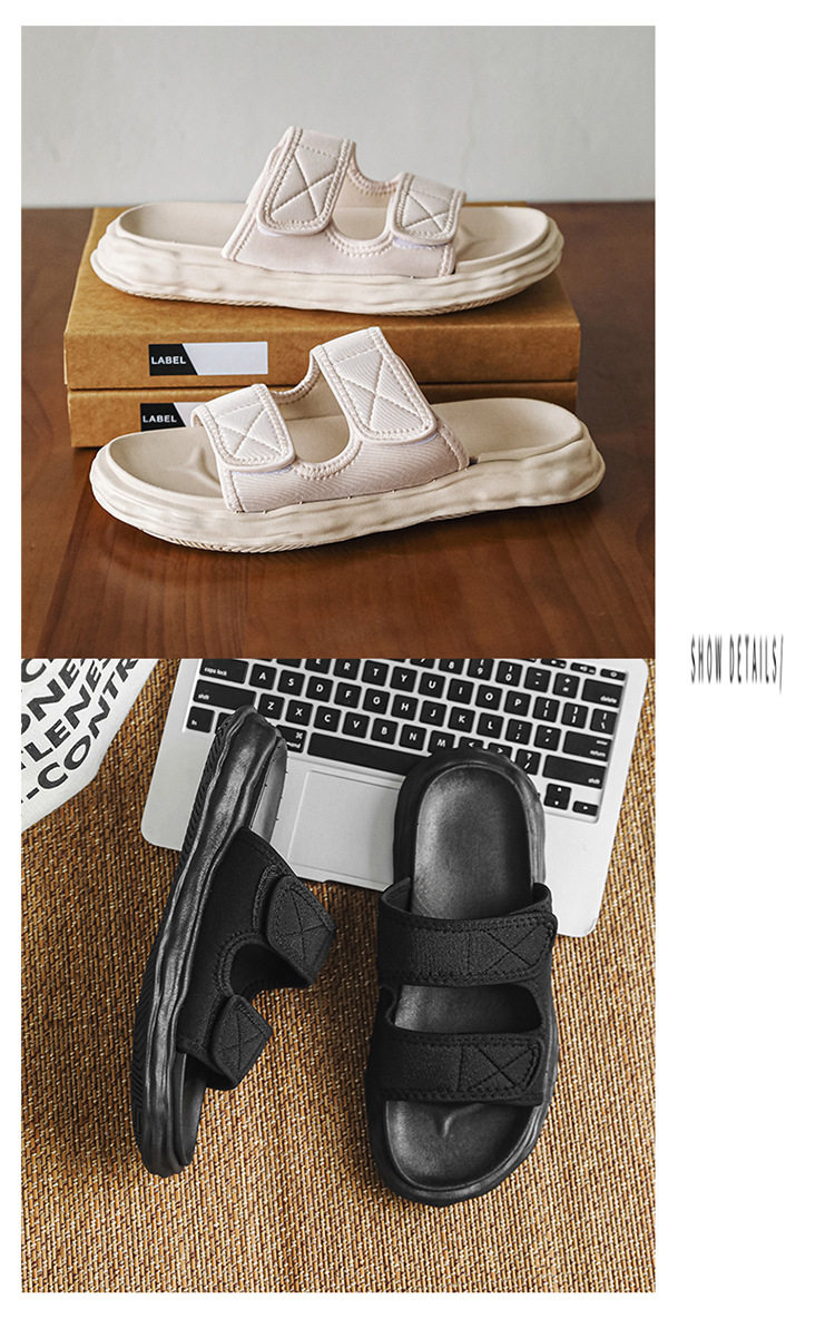 Outwear Men's Simple Comfortable Men's Solid Color Sandals and Slippers Summer Home Bedroom Internet-popular Creative Double Belt Soft Bottom 21 undefined