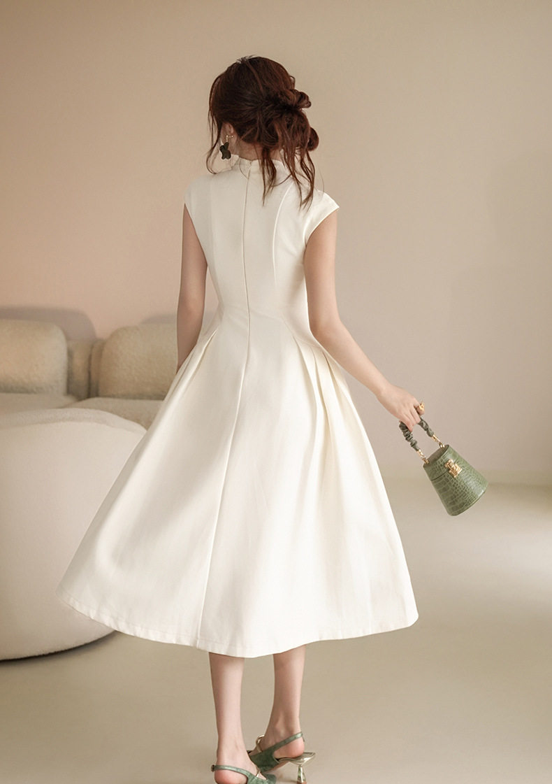 Đầm maxi nữ cổ V tay không dáng suông phong cách Pháp — [Màu hạnh] chi tiết 9