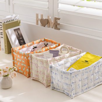 INS wind fabric clothing storage basket underwear storage box home wardrobe drawer type foldable storage box manufacturers