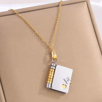 Cross-border hot titanium steel girls love letter necklace can be opened pendant couples new style personality temperament necklace clavicle chain