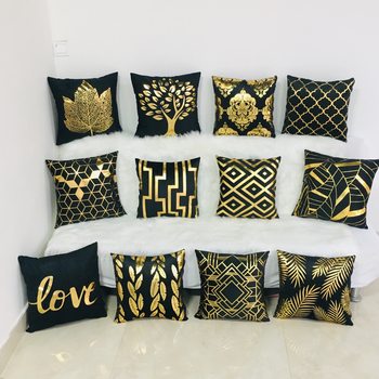 Haona Bronzing Pillow Case Velvet Imitation Super Linen Hot Silver Color 3D Hot Custom Flower Sofa Pillow Custom