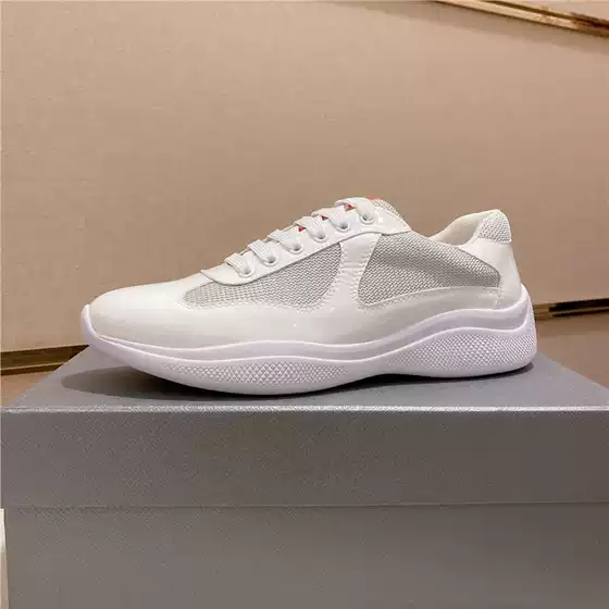 European Men's Shoes Autum White Low-Top Genuine Leather Breathable Casual Round-Toe Mesh Patent Leather Pure Color Lace-Up Sneakers
