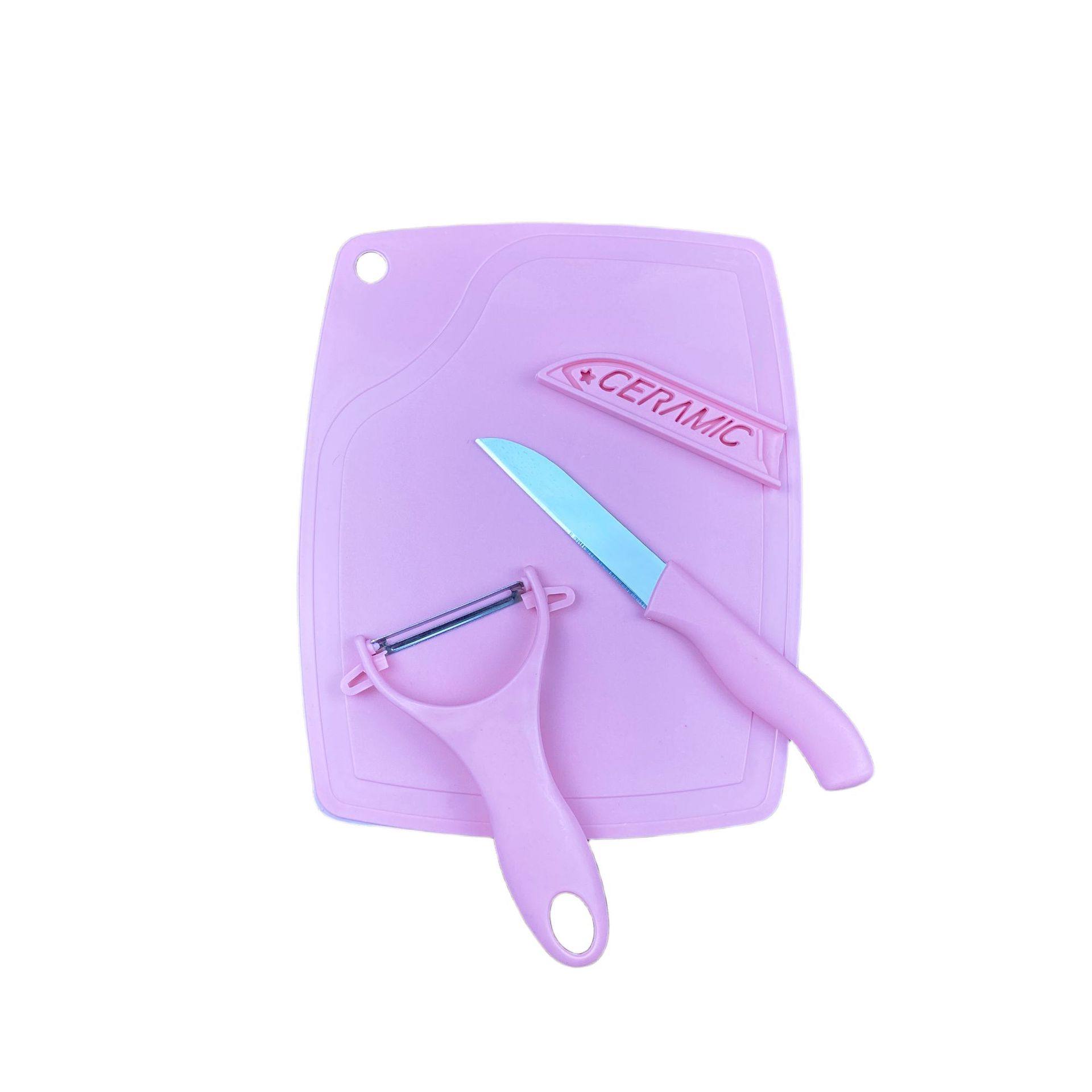 Kitchen Fruit Cutting Board Three-Piece Set Baby Food Supplement Chopping Board Fruit Knife Peeler Thawing Board Food Supplement Processing Set