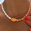 Cross-border Orange Cute Ceramic Wave Dot Clown Fish Clavicle Chain Hand-painted Beaded Bohemian Starfish Necklace