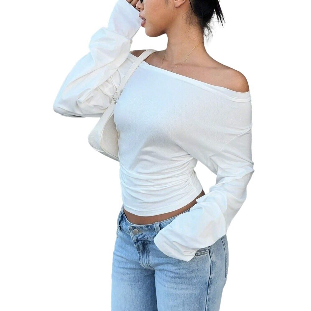 Off Shoulder T Shirt Chic Design Elegant Fit Spring Summer Style Wholesale Womens Fashion Top