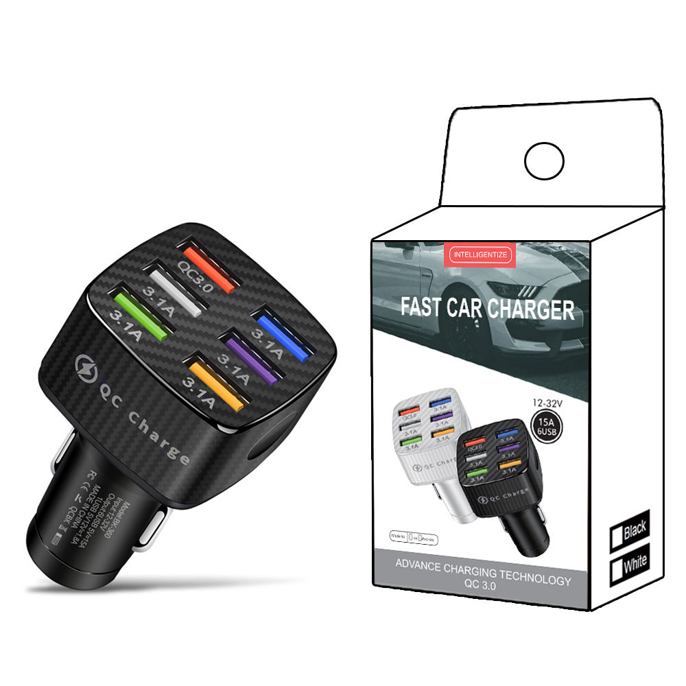 Fast charging car charger 3.1A one drag six QC 3.0 qc3.0 car mobile phone charger 6usb car charger