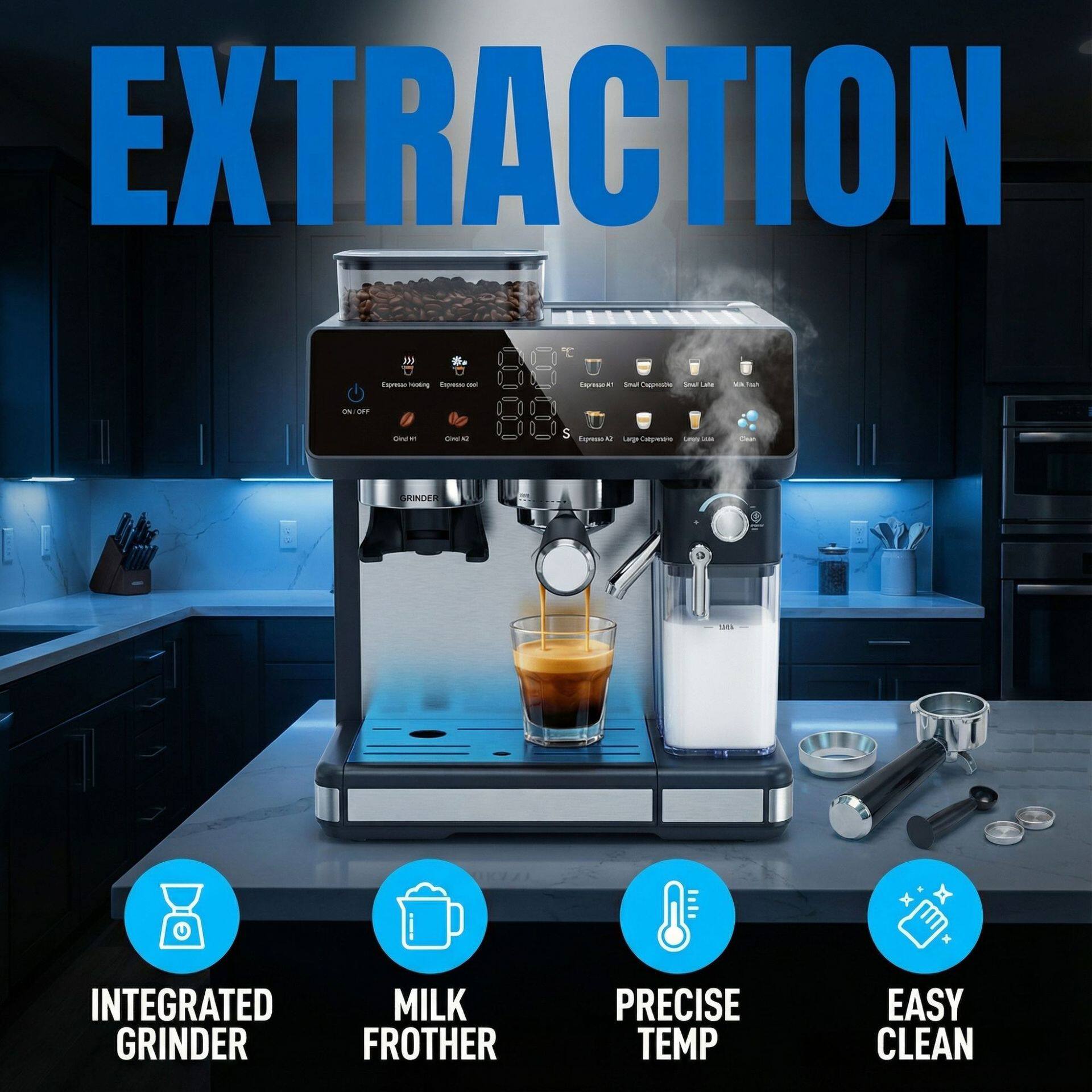 Export European Standard Coffee Machine Fully Automatic Steam High-Pressure Espresso Machine with Grinding Brewing Espresso Machine