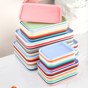 Plastic Plate, Dinner Plate, Fish Tray, Household Rectangular Fruit Plate, High-Value Tea Tray, Commercial Food Preparation Plate, Dumpling Plate