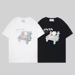 2023 Summer Casablanca Short Sleeve Cross-Border Trendy Brand Casual Art Style Stool Logo Printed Loose T-Shirt