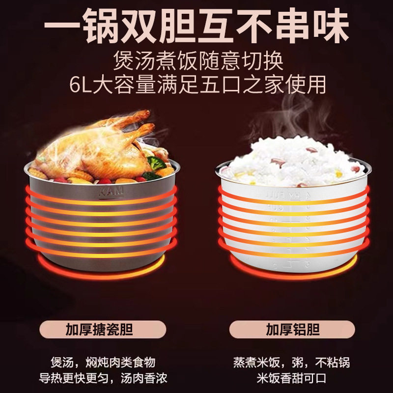 Supor 2024 New Model Electric Pressure Cooker for Home Use, Large Capacity 5L, New Smart Dual Pot Rice Cooker Pressure Cooker