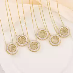 Asian Cross-border Jewelry English Letter Necklace Simple Couple Round Zircon Pendant Clavicle Necklace Advanced Sense Accessories