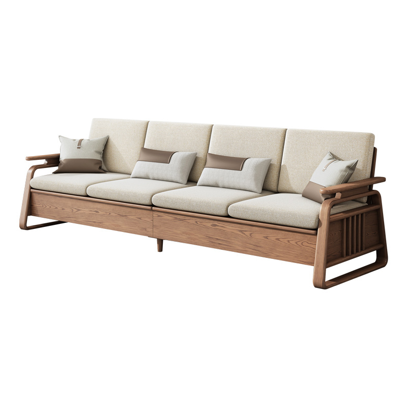 客厅实木沙发组合高箱储物沙发新中式沙发实木白蜡木沙发冬夏两用