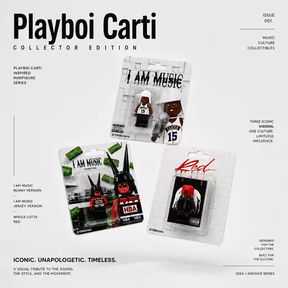 Playboi Carti Exclusive I Am Music Album Handmade Hanging Card Building Block Minifigure Peripheral Ready-Made Toys