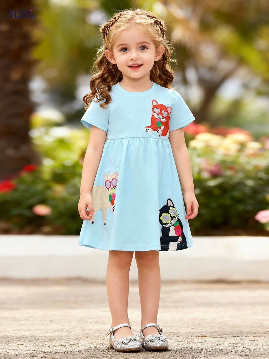 Source Factory Supply, New Cotton Short-sleeve Kids' Dress, Summer Girls' Short-sleeve Dress