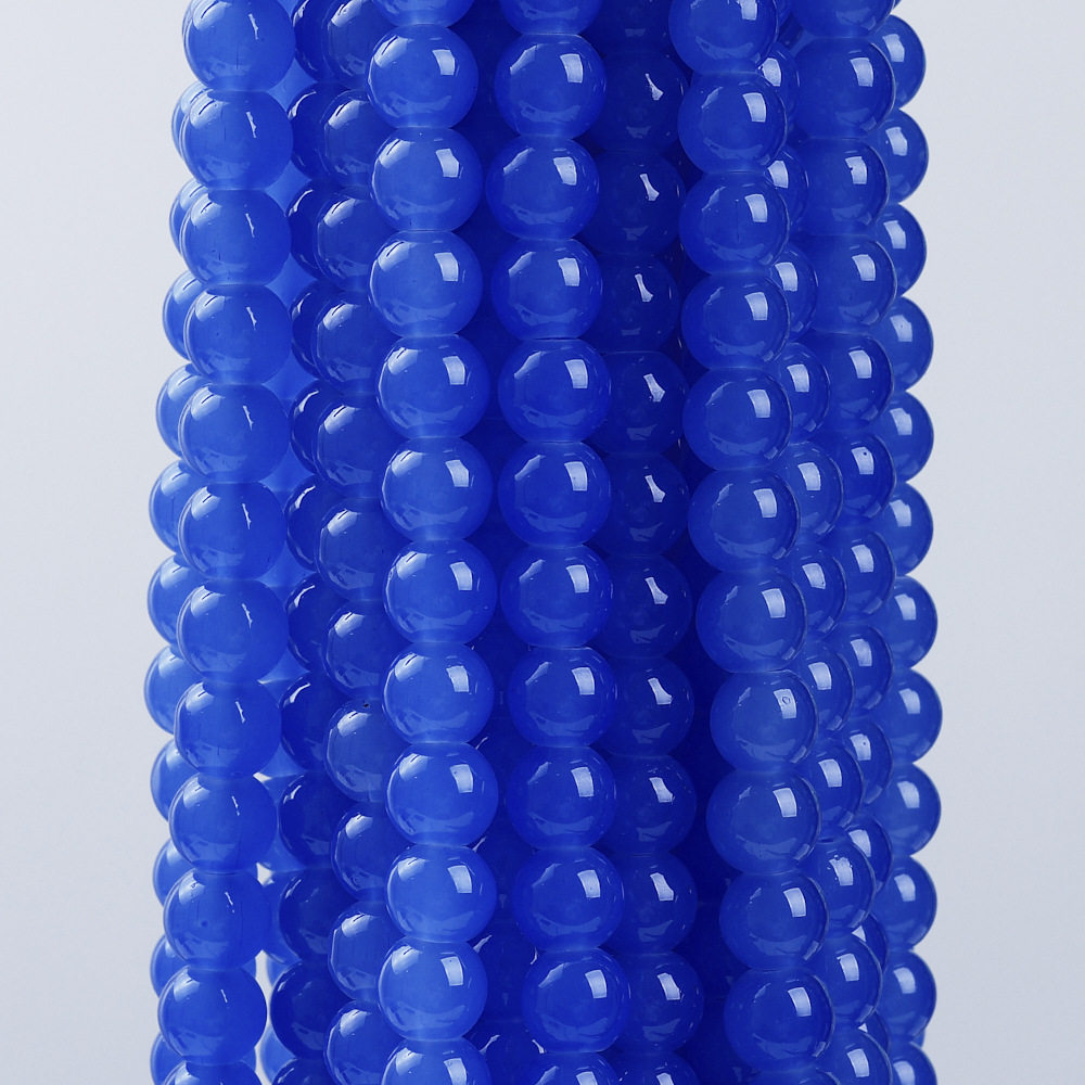 玻璃仿玉圆珠纯色散珠手工diy玉髓手链项链散珠子琉璃珠饰品配件