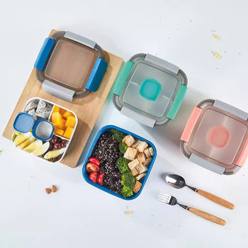 Microwave lunch box lunch box compartment large capacity student lunch box environmental protection four-side buckle refrigerator pp crisper