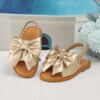 Children's Sandals Summer New Hollow Toddler Shoes Flat Sandals Cross-border Hot Bow Strap Sandals