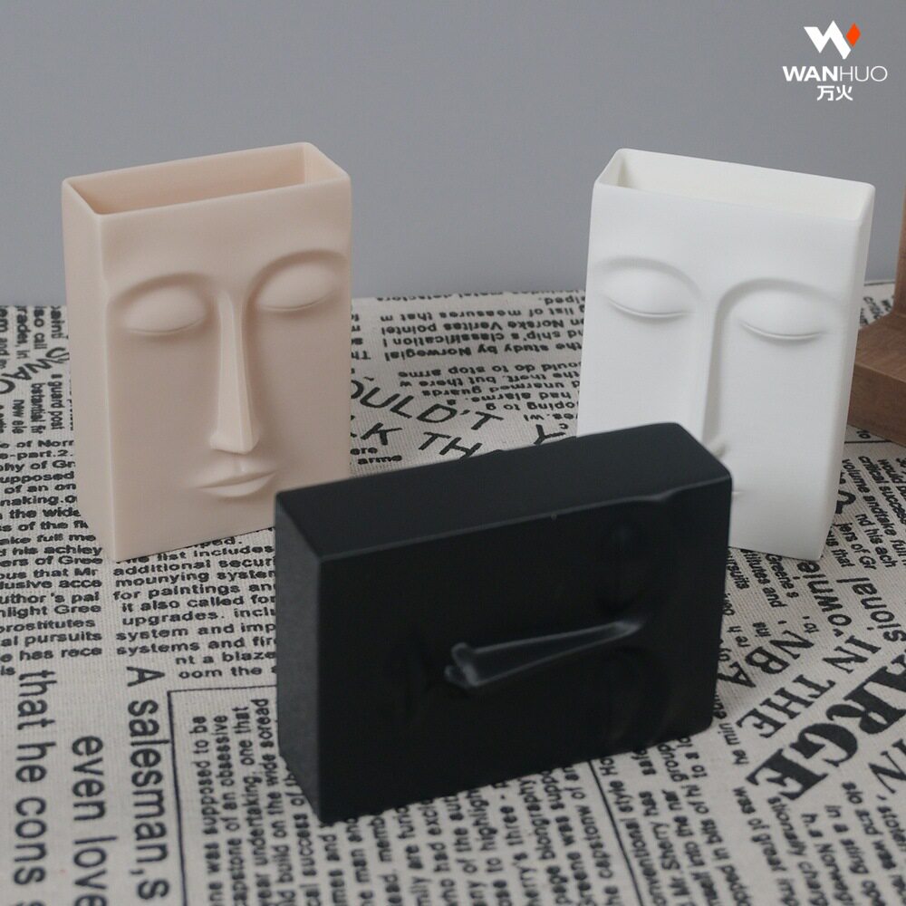 高级感艺术人脸花瓶软装家居装饰品摆件跨境热销3D打印笔筒摆件