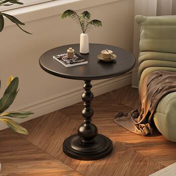 Living Room Household Small Coffee Table Side Table Retro Corner Table Iron Bedside Balcony Small Round Table Retro Bedside Table Side Table